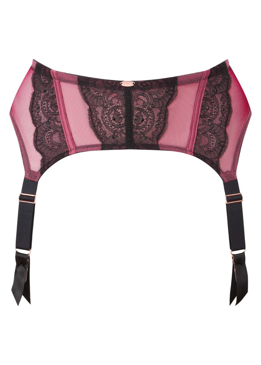 GOSSARD - VIP Confession Suspender - Black/Burgundy