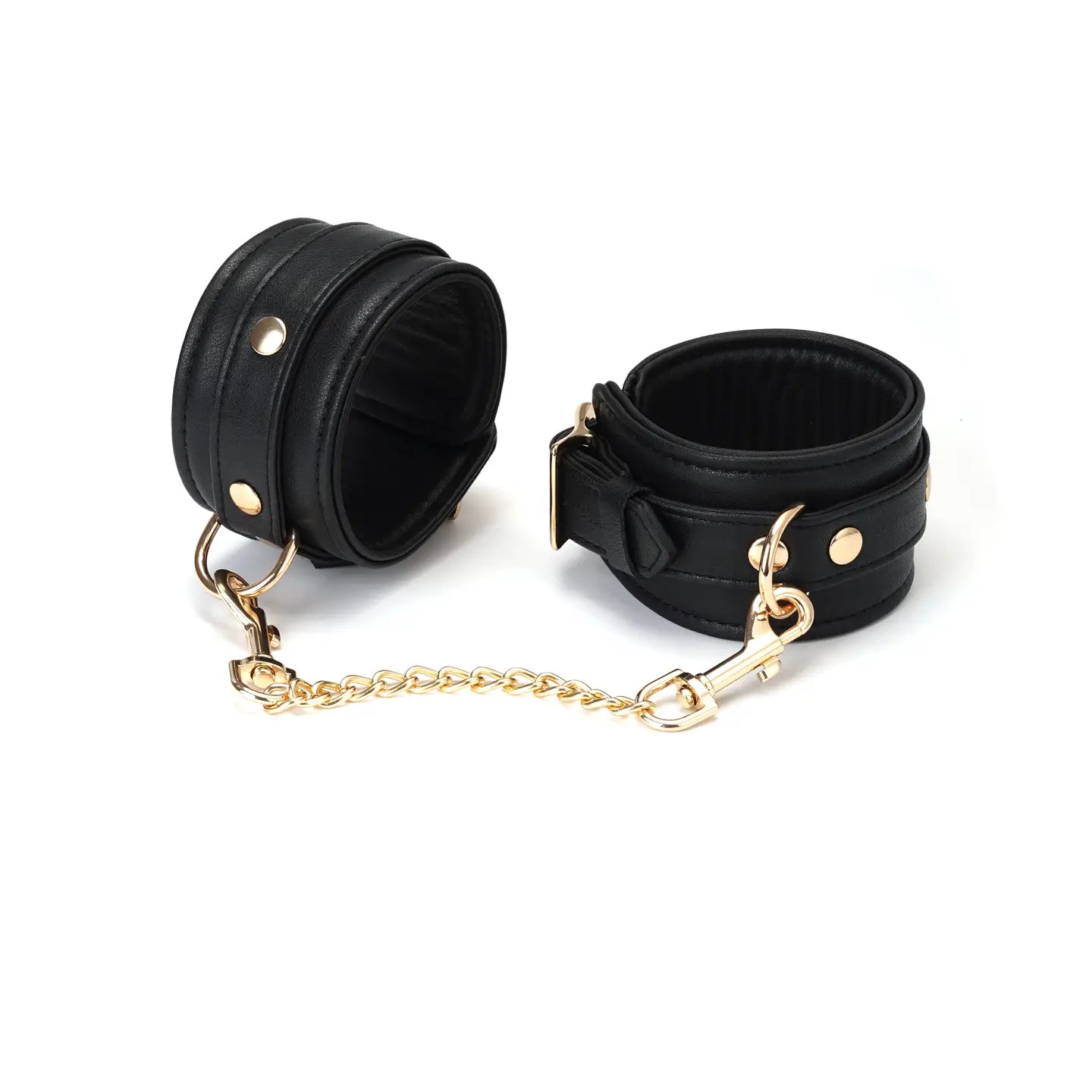 ANON SECRETS - DARK SECRET BLACK LEATHER ANKLE CUFFS