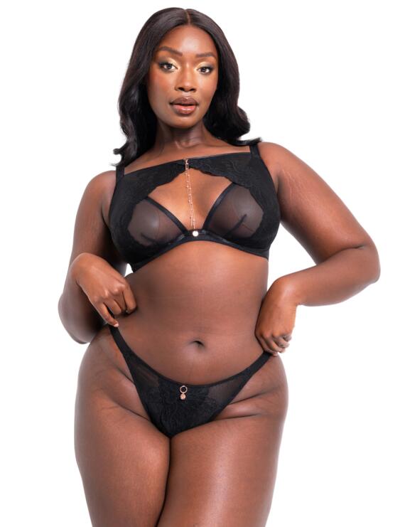SCANTILLY - Unveiled Deep Plunge Bra in Black