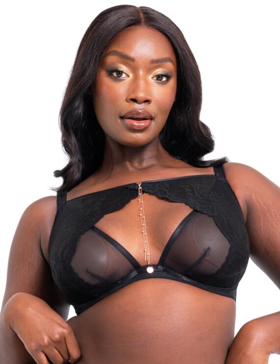 SCANTILLY - Unveiled Deep Plunge Bra in Black