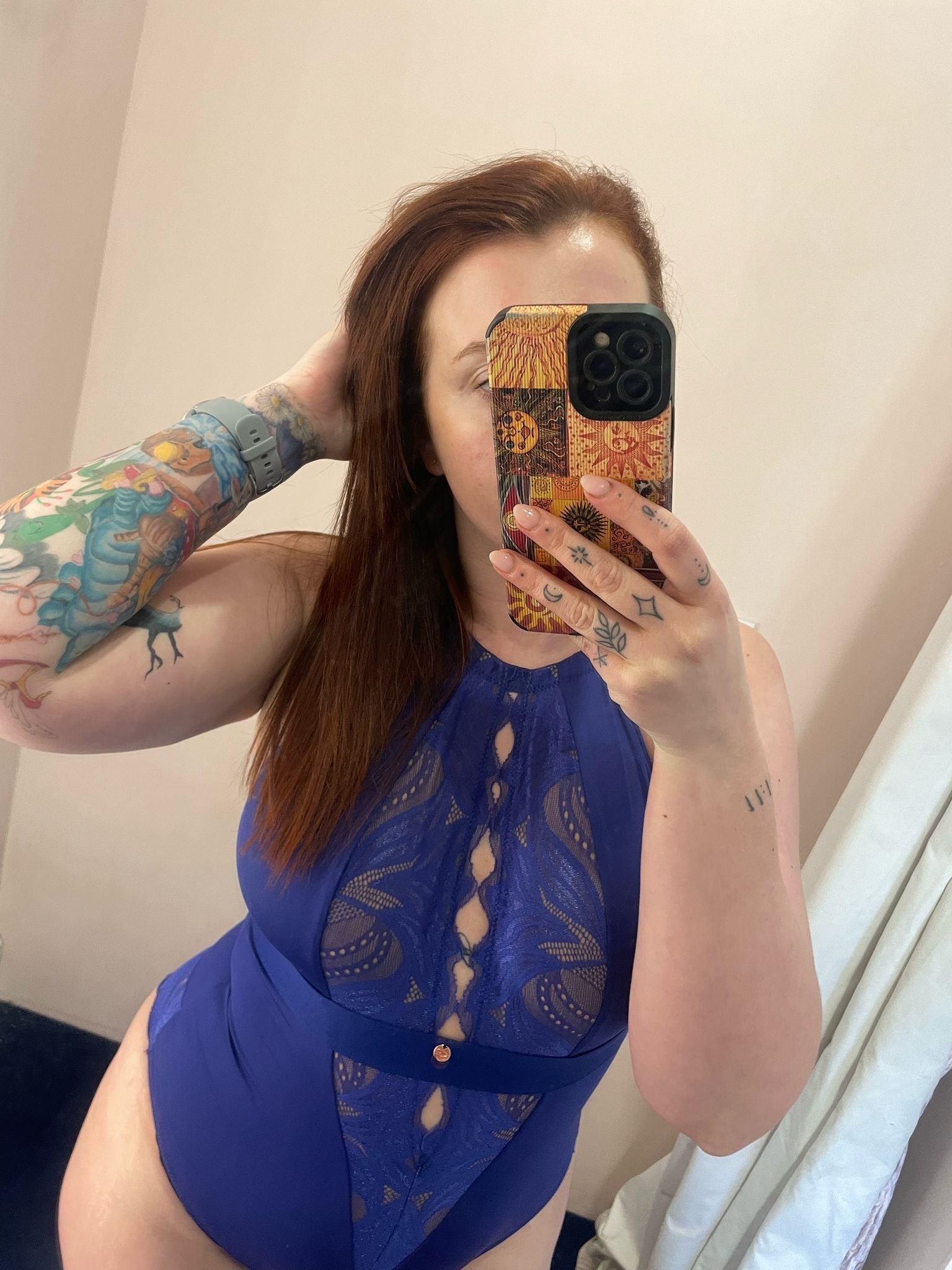 SCANTILLY - Indulgence Multiway Stretch Lace Body in Deep Blue