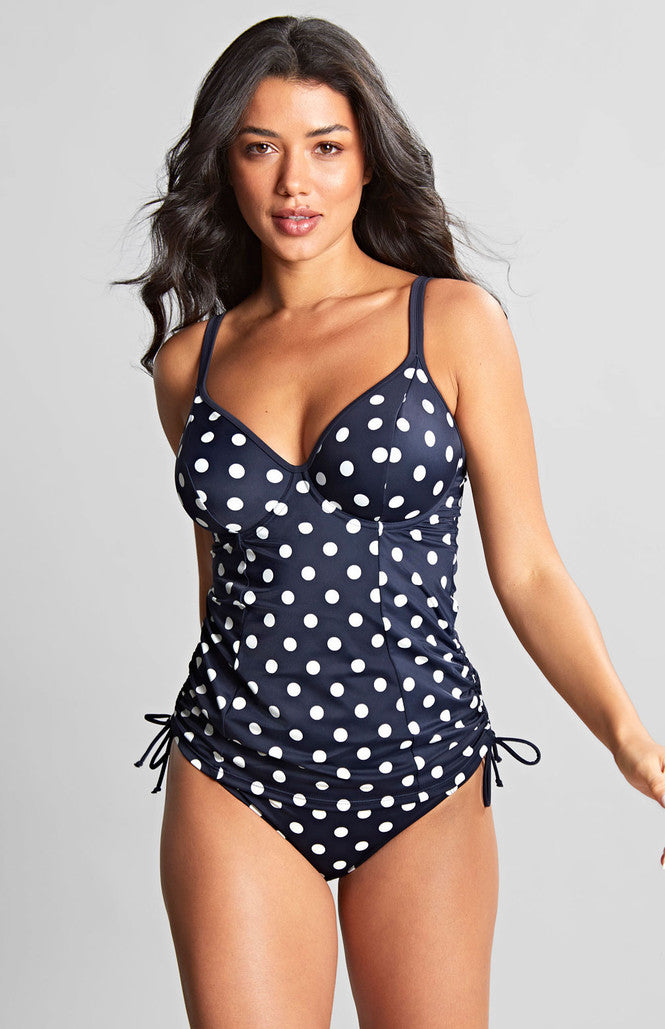 PANACHE - Anya Riva Spot Balcony Tankini Top in Navy/Vanilla