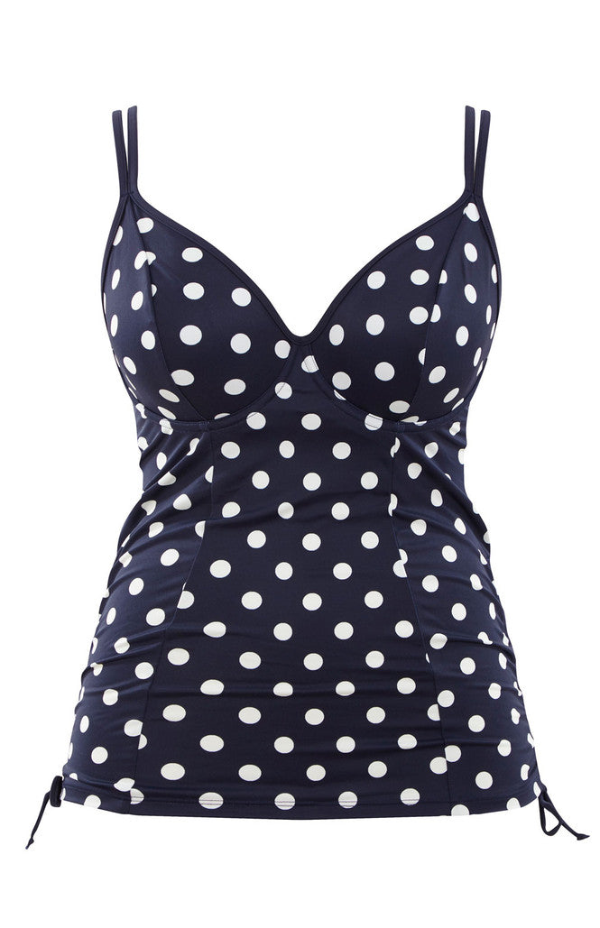PANACHE - Anya Riva Spot Balcony Tankini Top in Navy/Vanilla