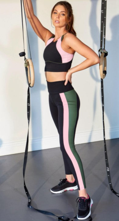 POUR MOI - ENERGY SPORTS LEGGING IN BLACK PINK AND KHAKI