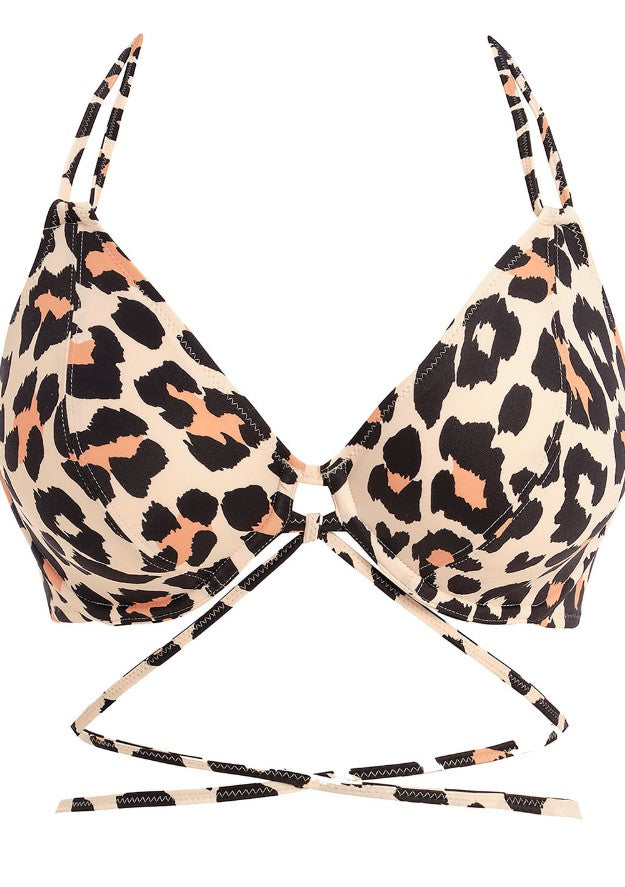 FREYA - ANIMAL INSTINCT HALTER BIKINI TOP IN NATURAL