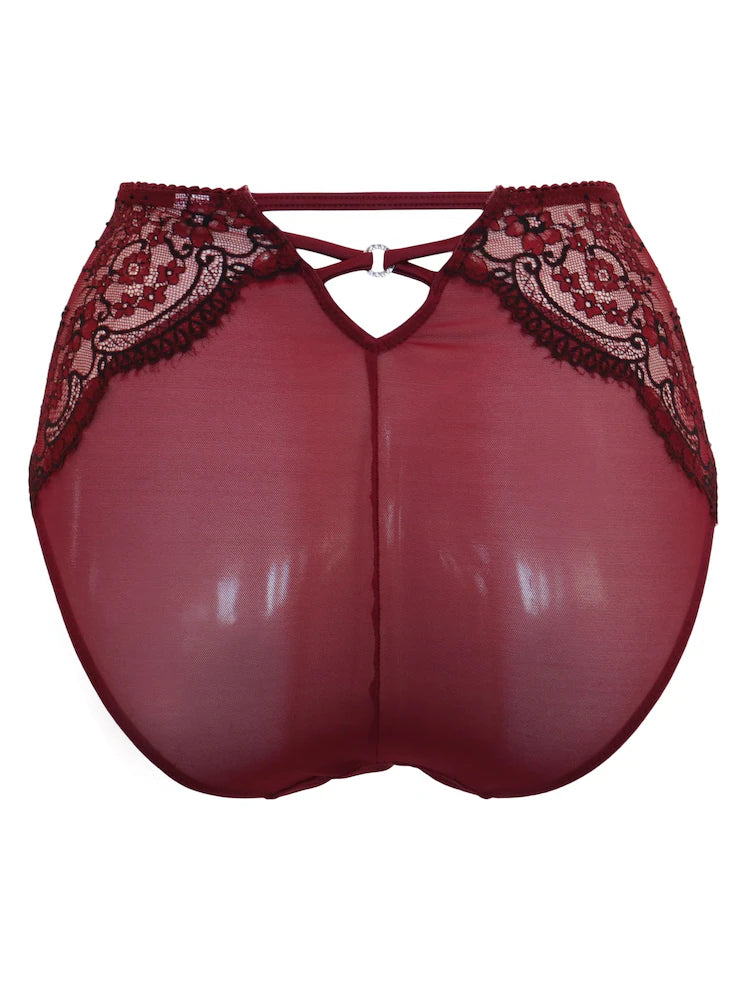 POUR MOI - Hollywood High Waist Light Control Brief in Burgundy