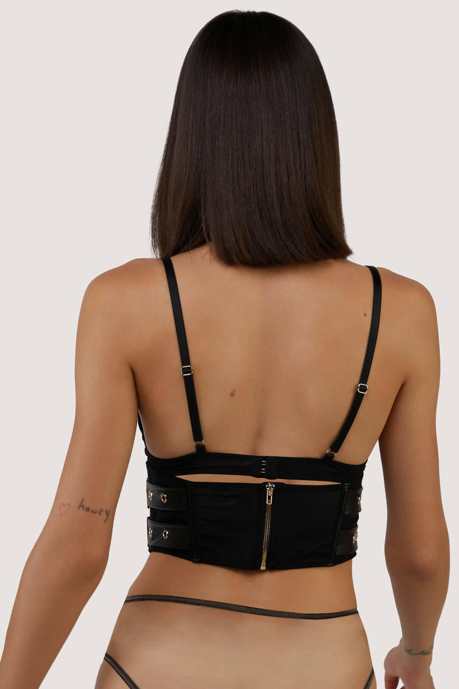 ANON SECRETS - UNDERBUST VEGAN LEATHER CORSET IN BLACK