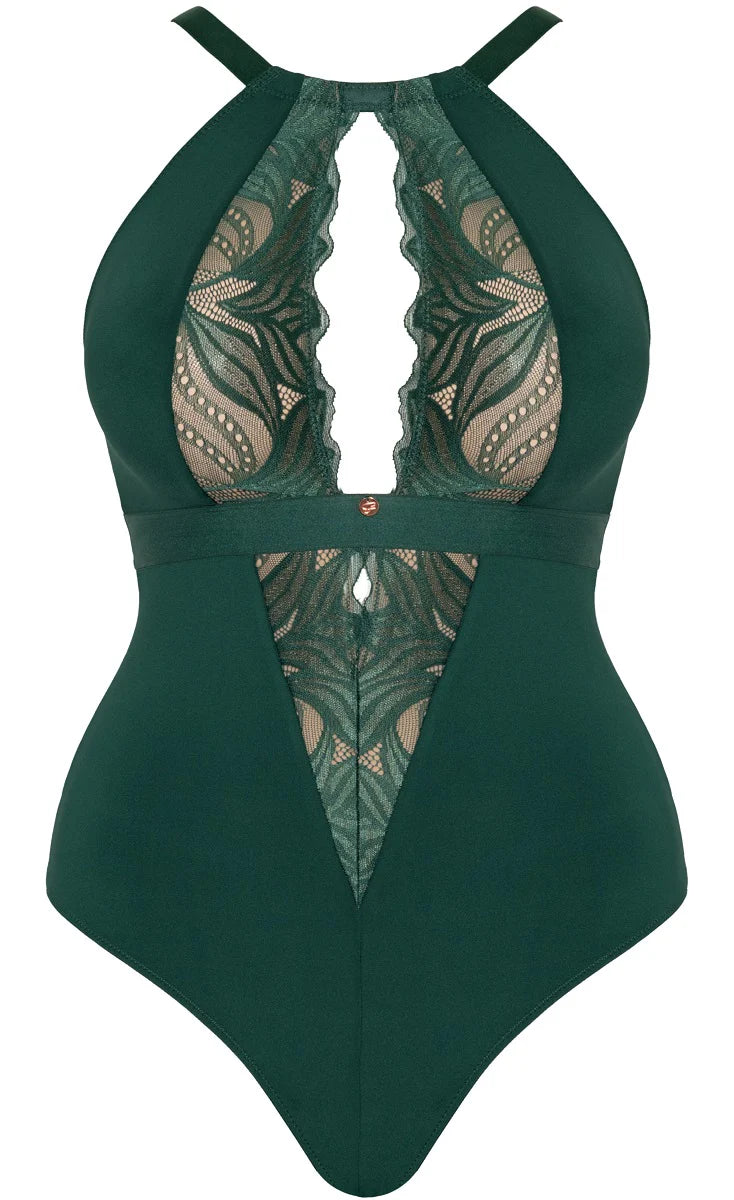 SCANTILLY - Indulgence Multiway Stretch Lace Body in Emerald Green