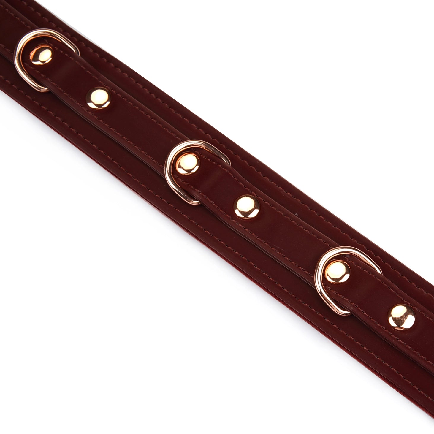 ANON SECRETS - Vegan Collar with Leash Metallic Shade Burgundy