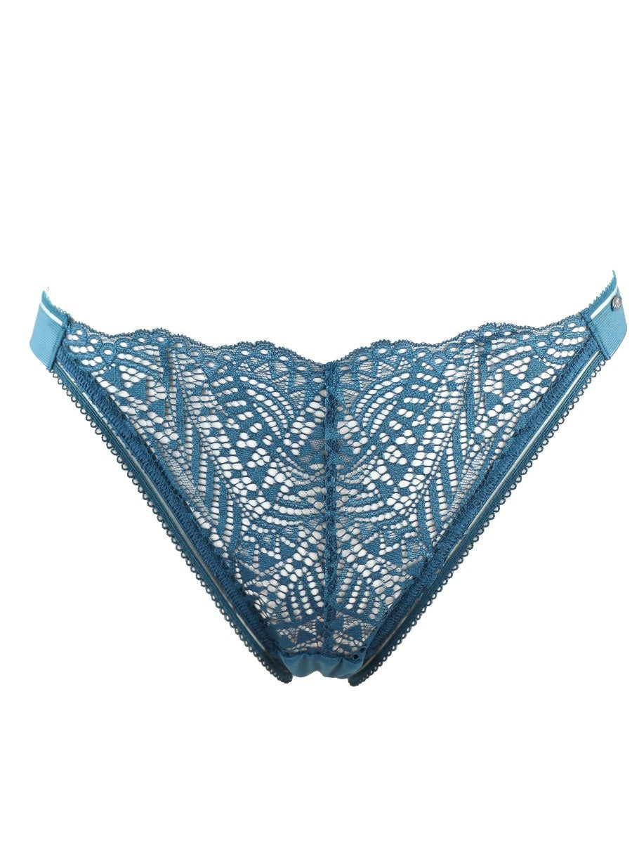 PRETTY POLLY - Geo Lace Tanga Cheeky Brief - Indigo