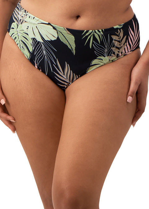 ELOMI - TROPICAL RETREAT MID RISE BIKINI BRIEF IN BLACK