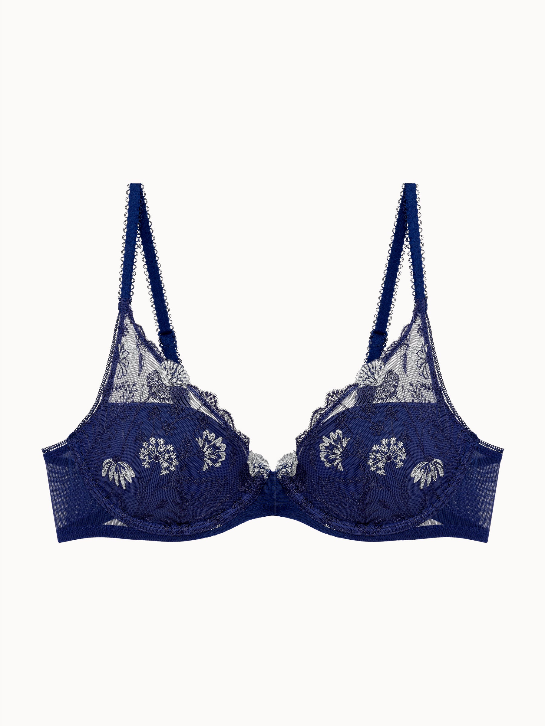 PASSIONATA - Chloe padded plunge bra in eden royal blue