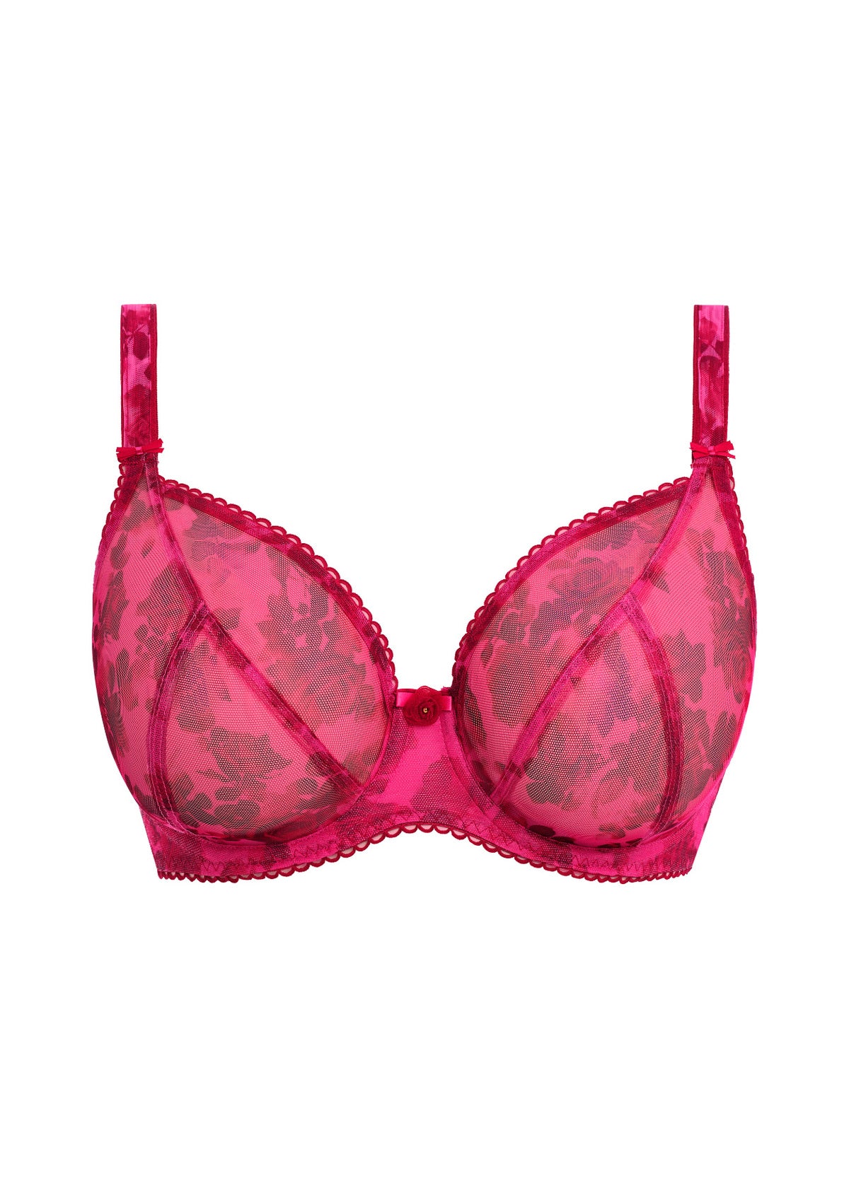 FREYA - Rose Blossom Plunge Bra in Red Rose