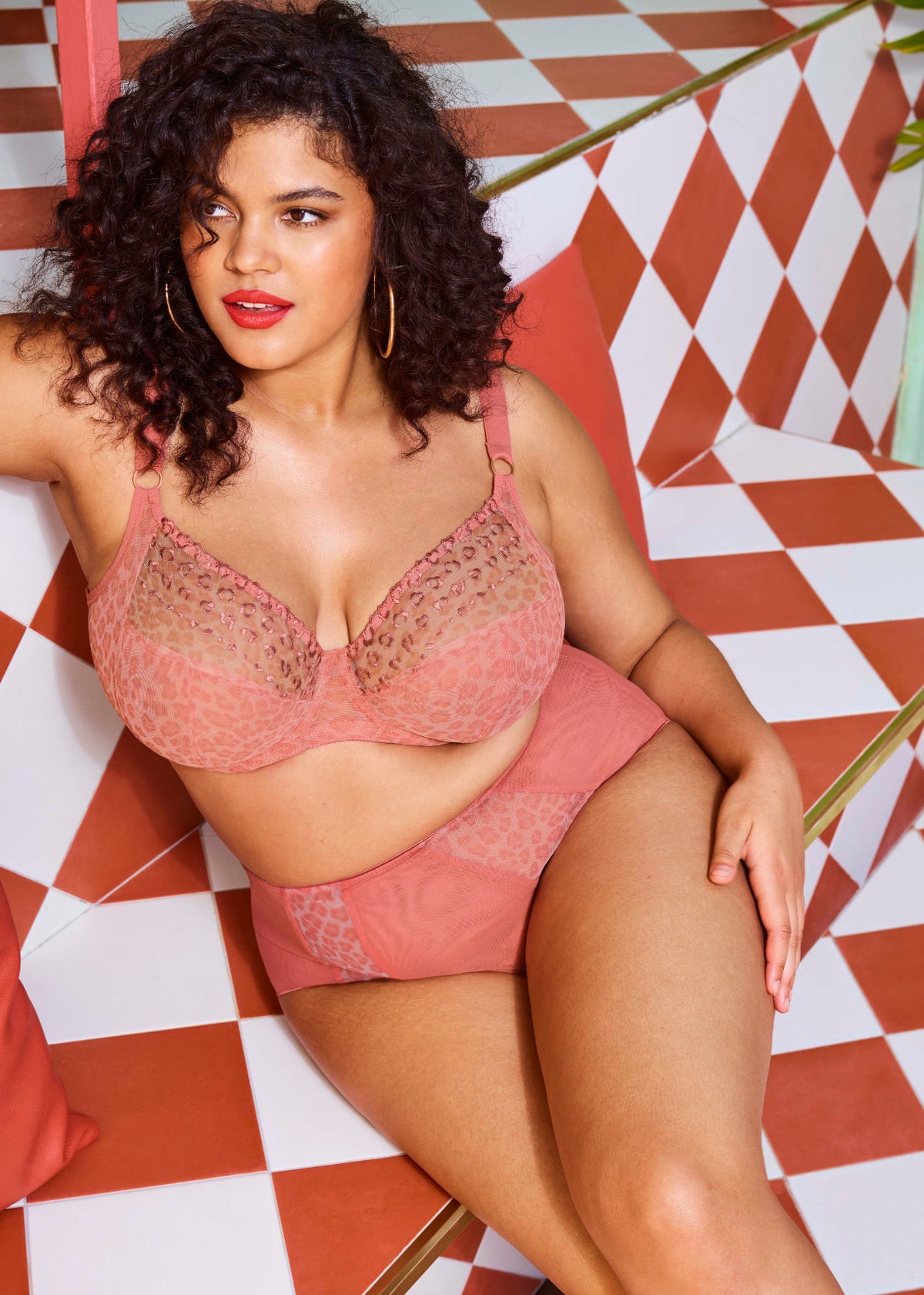 ELOMI - MATILDA PLUNGE BRA IN ROSE LEOPARD