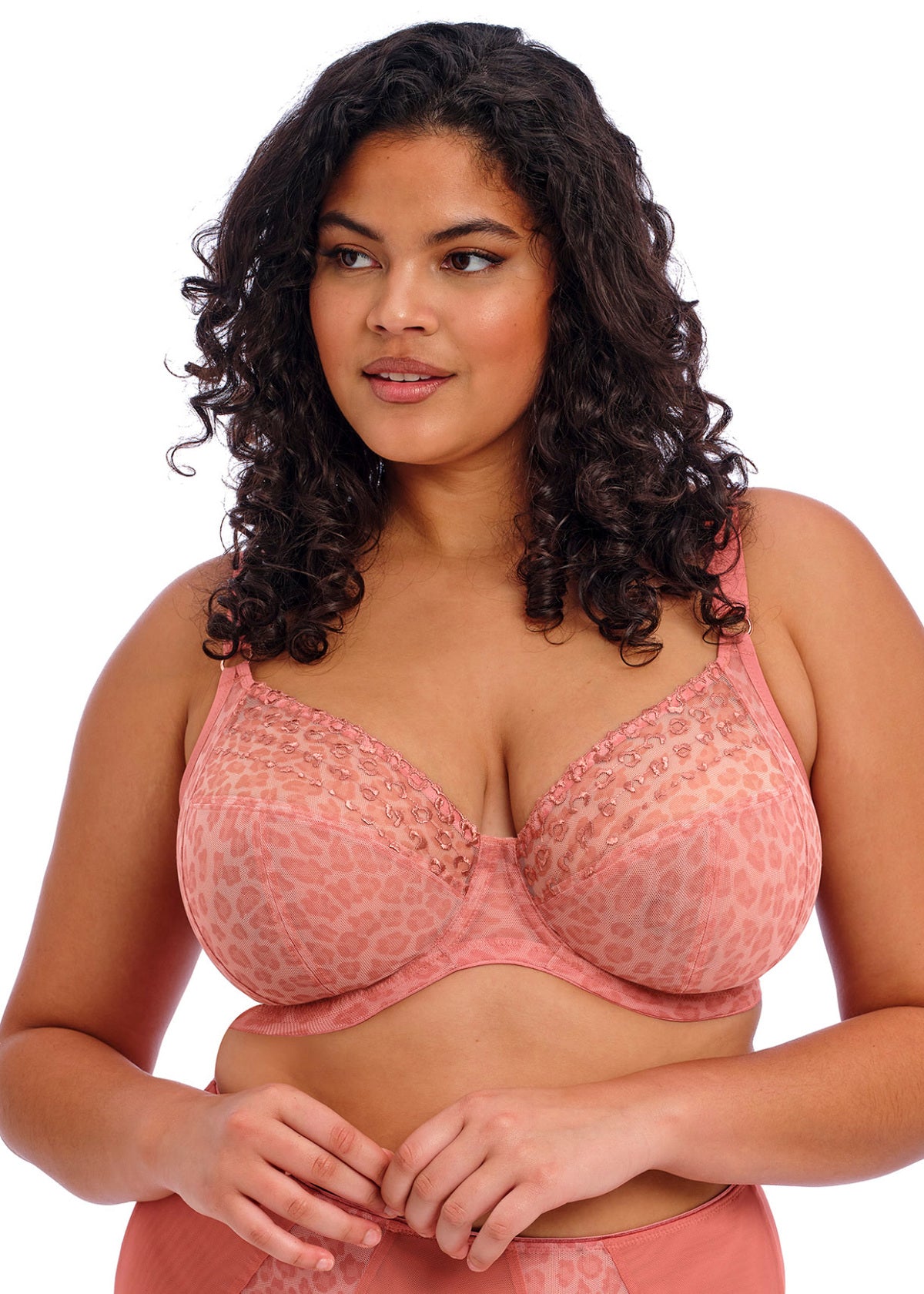 ELOMI - MATILDA PLUNGE BRA IN ROSE LEOPARD