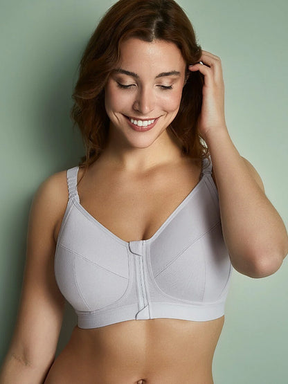 Royce - Fearne Organic Cotton Front Fastening Comfort Bra in Grey