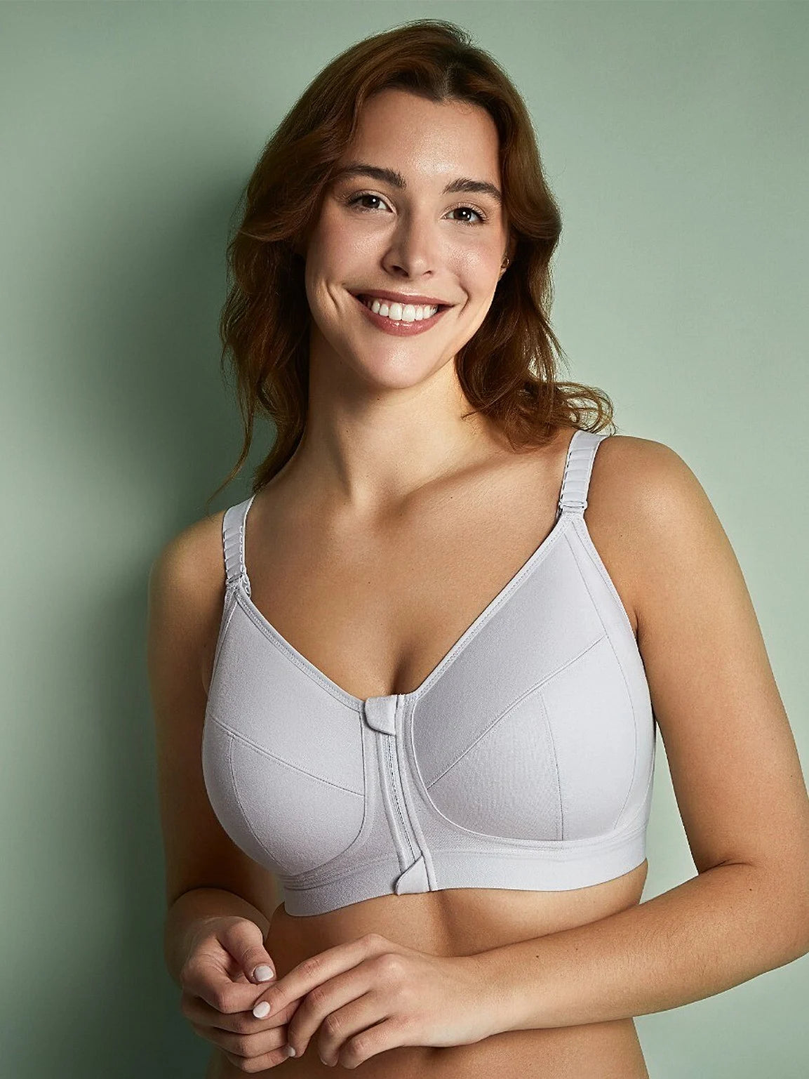 Royce - Fearne Organic Cotton Front Fastening Comfort Bra in Grey