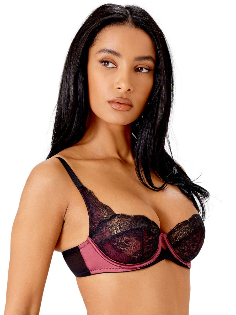 Gossard - VIP Confession Non Padded Balcony Bra - Black/Burgundy