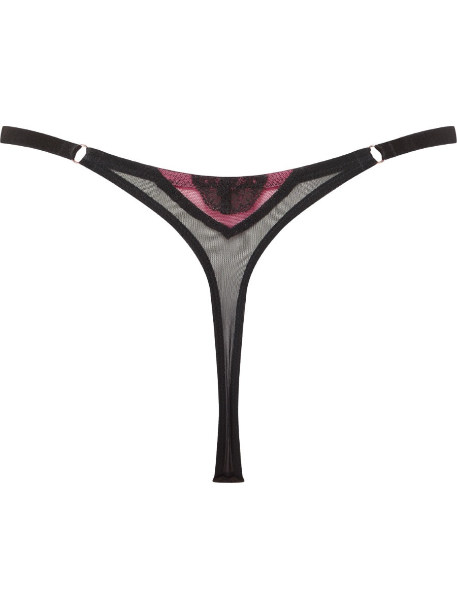 GOSSARD - VIP Confession Strappy Thong - Black/Burgundy