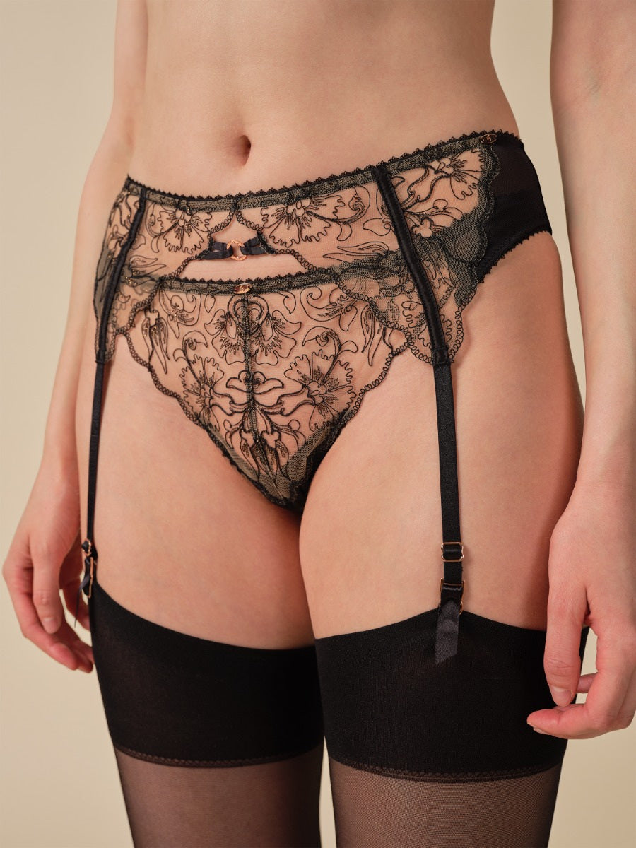 GOSSARD - VIP Fleur de Nuit Suspender - Black