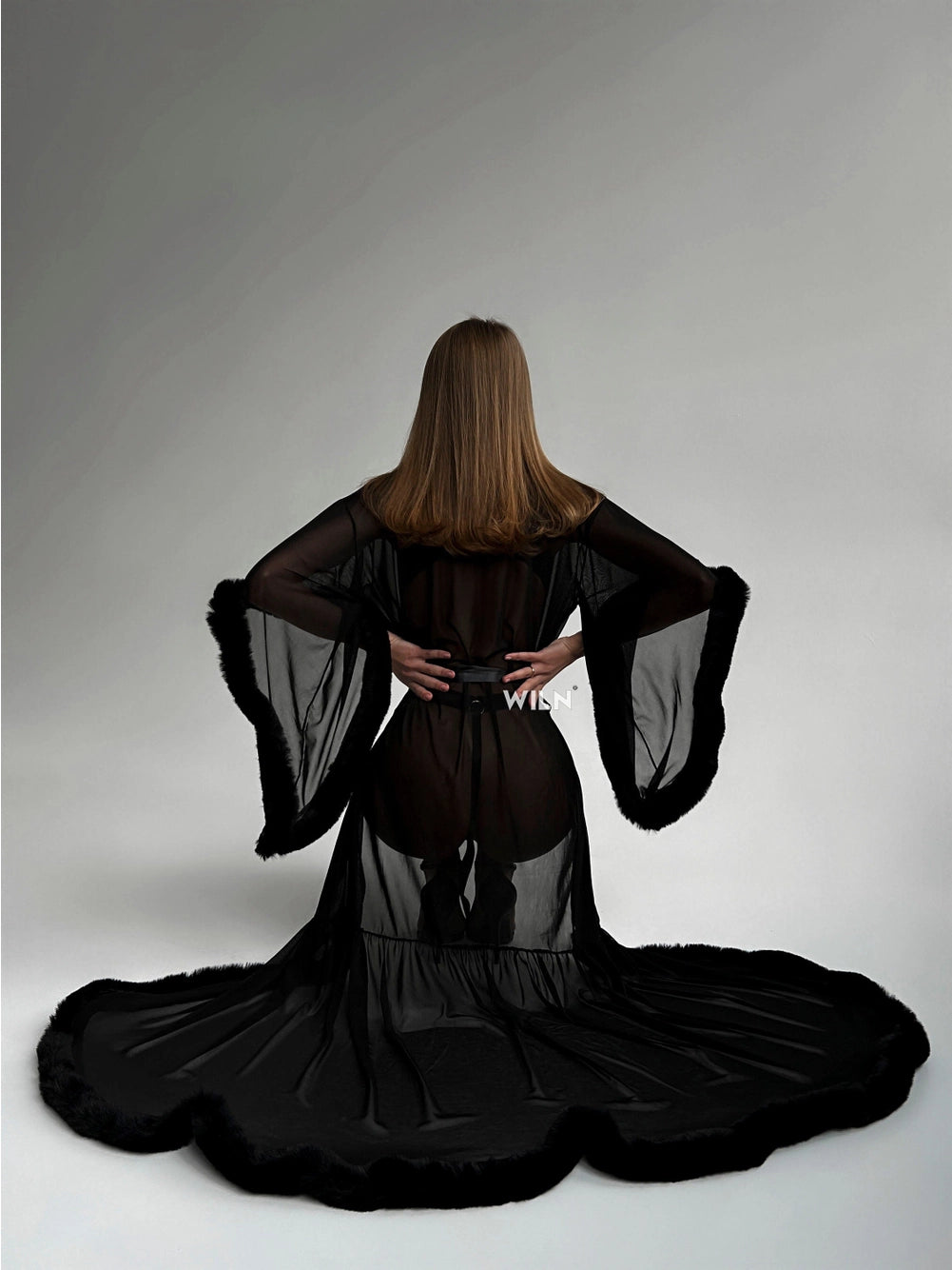 ANON SECRETS - BURLESQUE ROBE IN BLACK