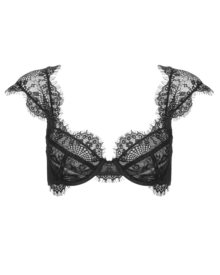 Bluebella - Marina Eyelash Lace Balcony Bra in Black