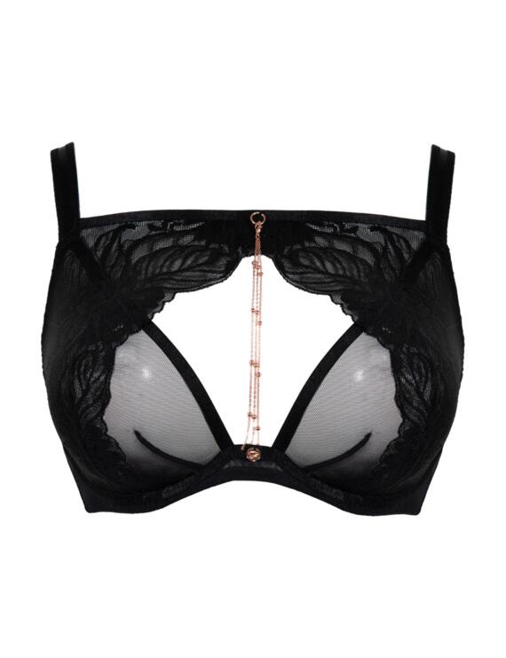 SCANTILLY - Unveiled Deep Plunge Bra in Black