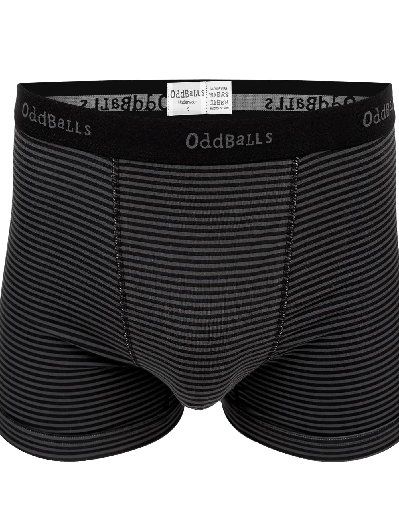 Oddballs - Grey &amp; Black Stripes - Mens Cotton Boxer Shorts