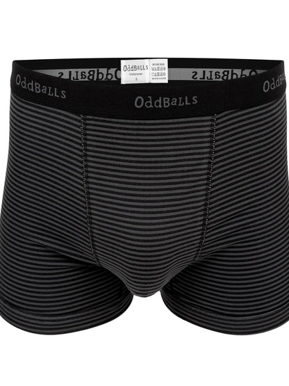 Oddballs - Grey &amp; Black Stripes - Mens Cotton Boxer Shorts