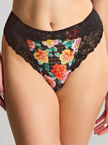 PANACHE - Envy high waisted brazilian brief in Black Rose