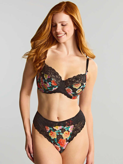 PANACHE - Envy high waisted brazilian brief in Black Rose