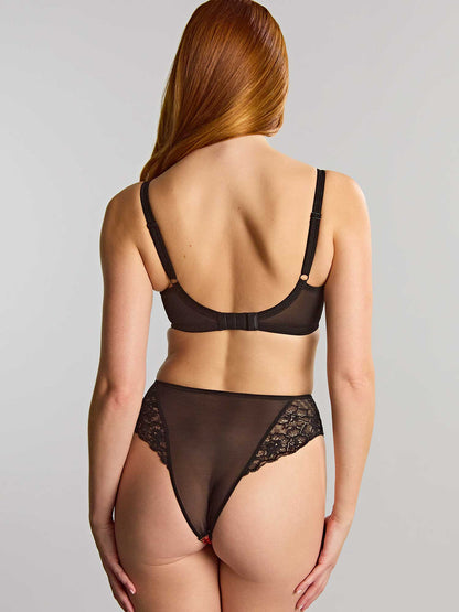 PANACHE - Envy high waisted brazilian brief in Black Rose