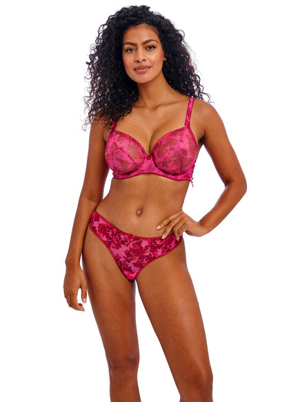 FREYA - Rose Blossom Plunge Bra in Red Rose