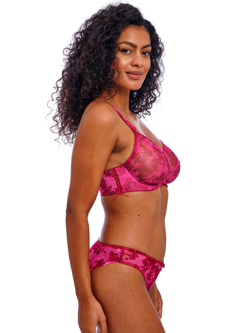 FREYA - Rose Blossom Plunge Bra in Red Rose