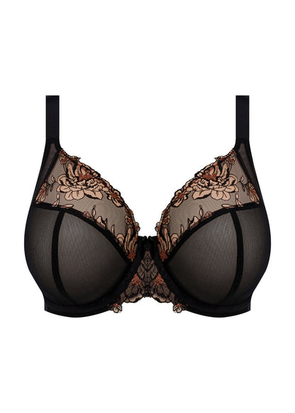 ELOMI -TEAGAN PLUNGE BRA IN BLACK AND ALMOND