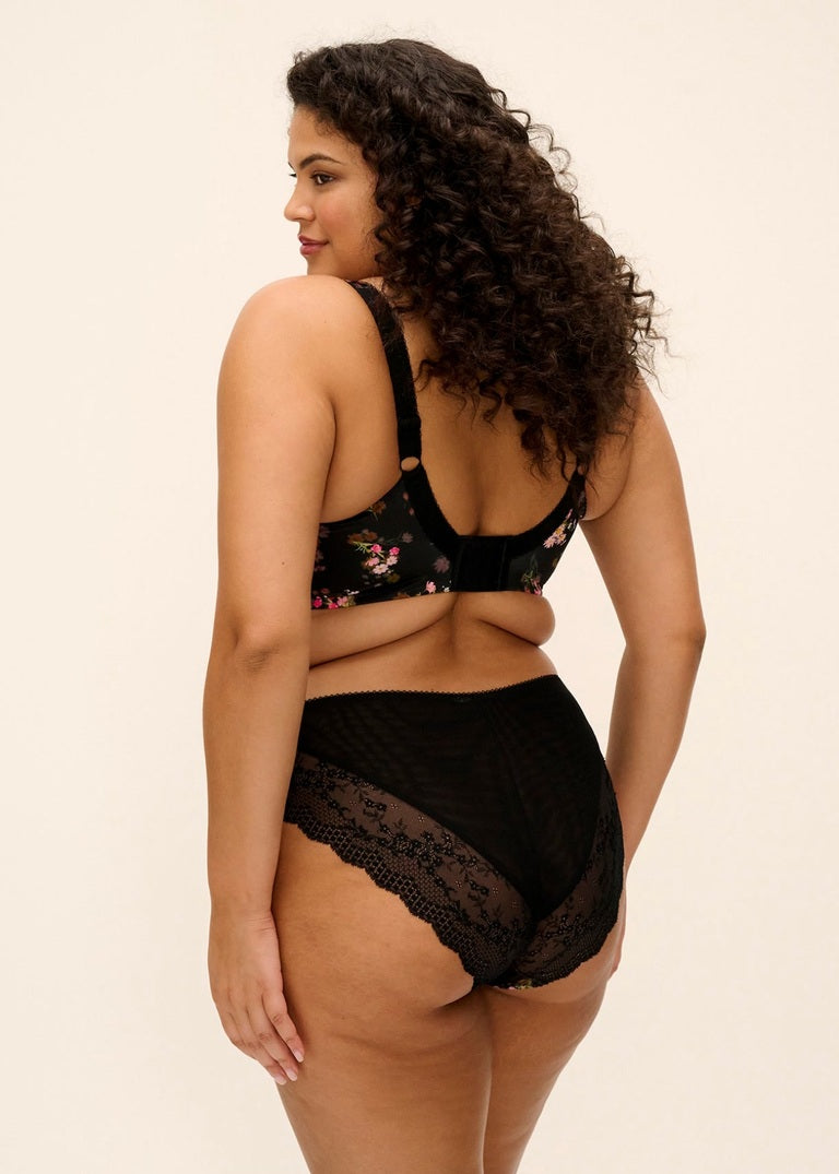 ELOMI - Lucie Stretch Uw Plunge Bra in Black Fleur