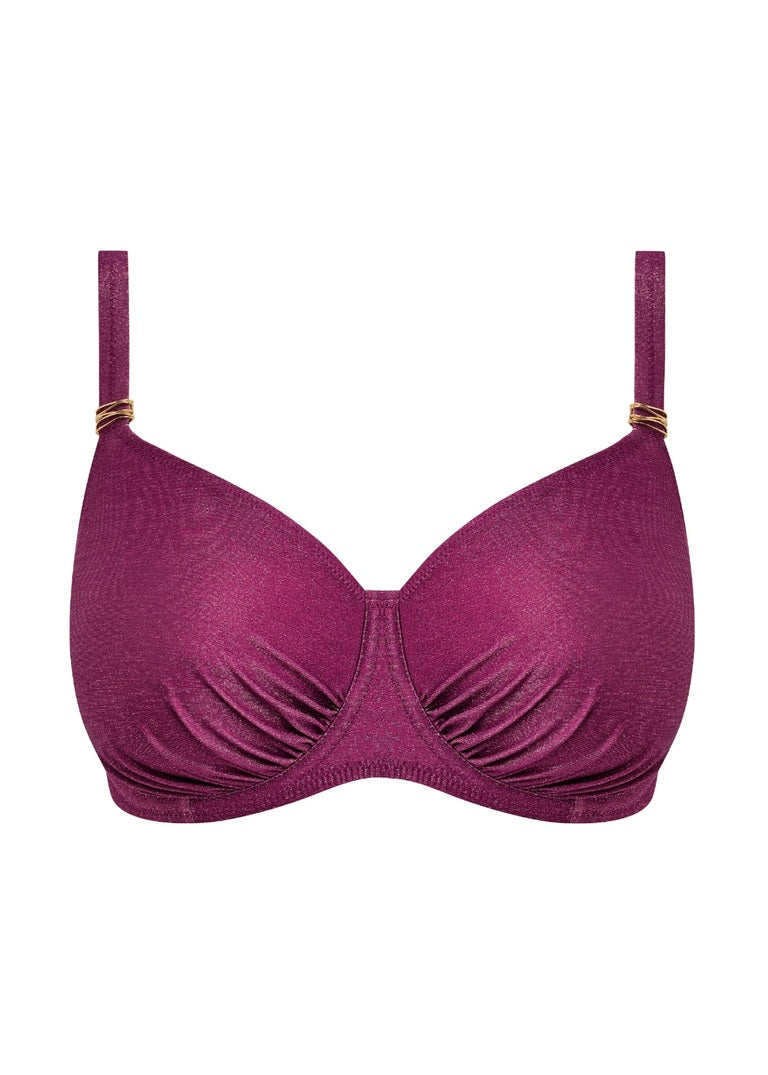 FANTASIE - Paros Coast Uw Gathered Full Cup Bikini Top in Berry Shimmer