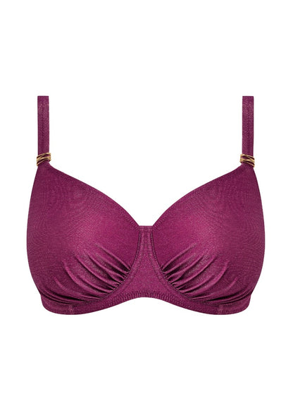 FANTASIE - Paros Coast Uw Gathered Full Cup Bikini Top in Berry Shimmer