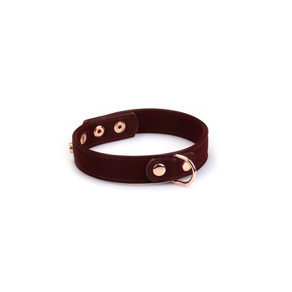 ANON SECRETS - Vegan Collar with Nipple Clamps Metallic Shade Burgundy