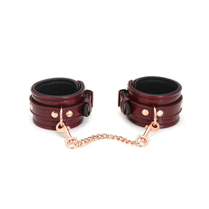 ANON SECRETS - WINE RED LEATHER ANKLE CUFFS