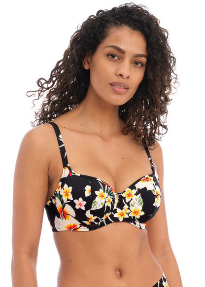 FREYA - HAVANA SUNRISE SWEETHEART BIKINI TOP IN BLACK FLORAL