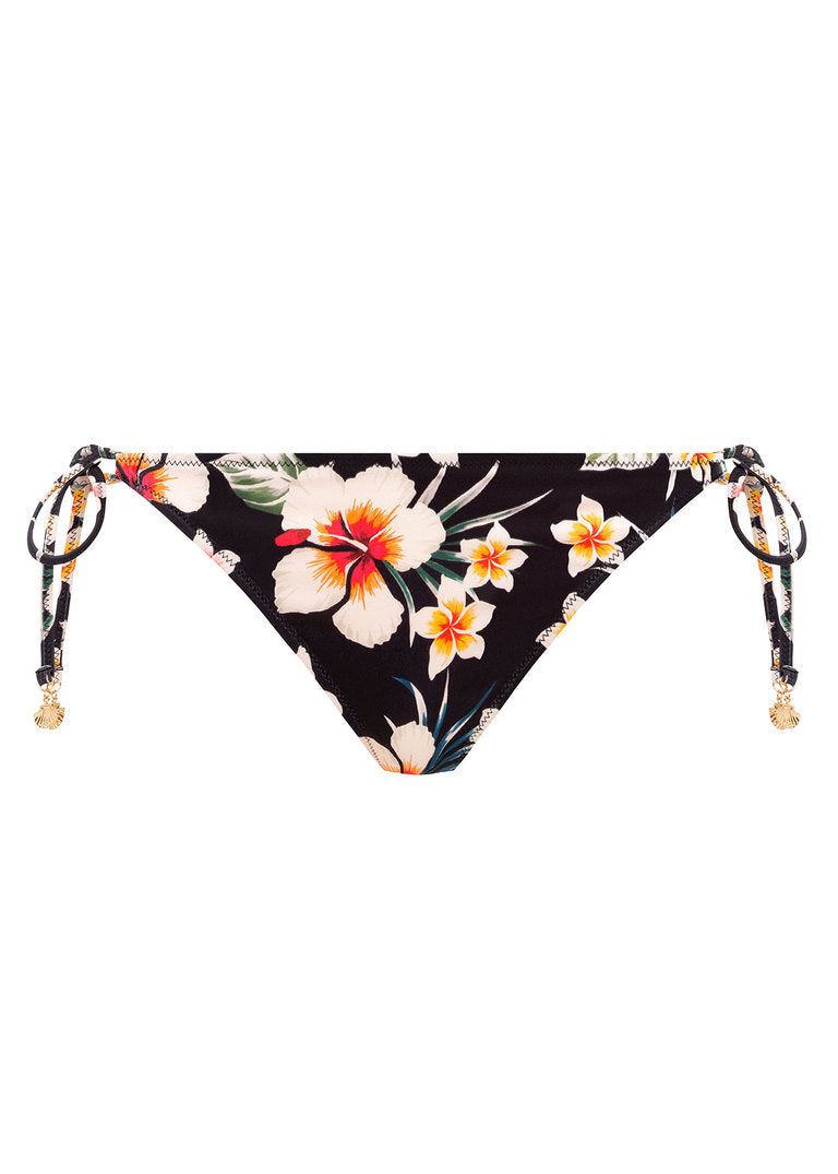 FREYA - HAVANA SUNRISE TIE SIDE BIKINI BRIEF IN BLACK FLORAL