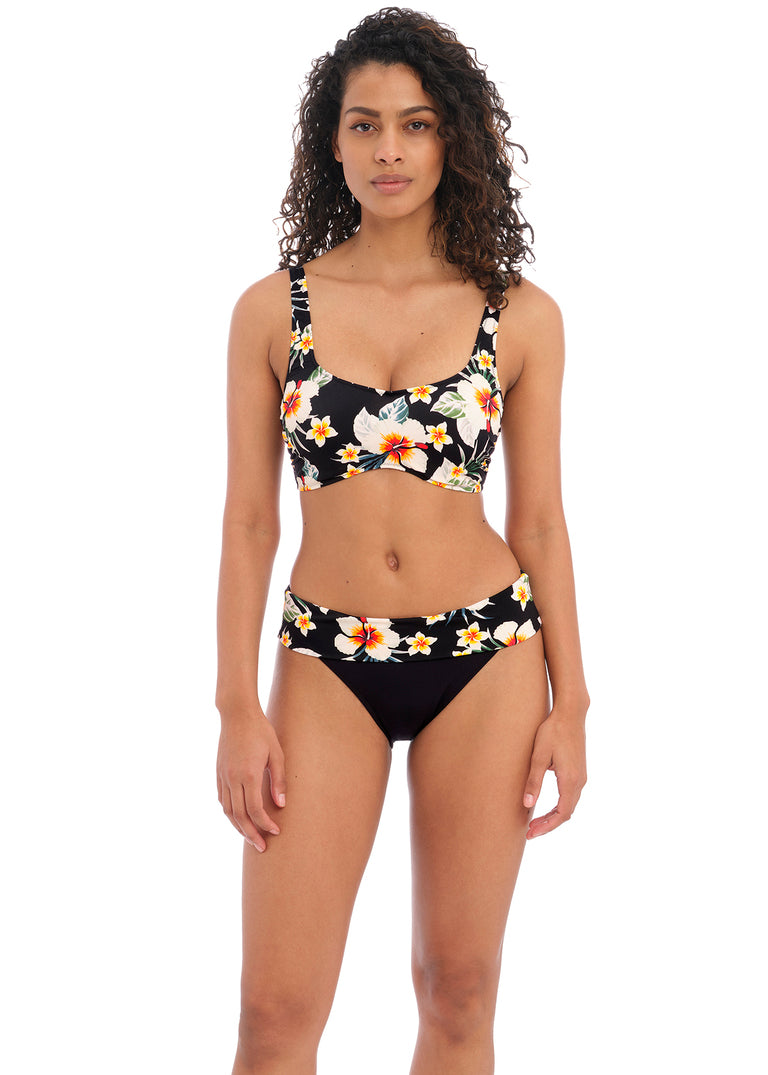 FREYA - HAVANA SUNRISE FOLD BIKINI BRIEF IN BLACK FLORAL