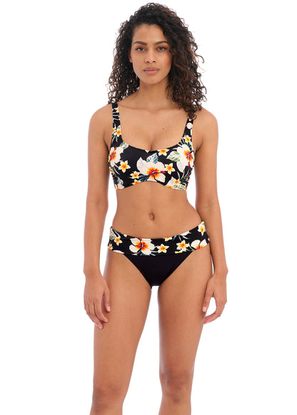 FREYA - HAVANA SUNRISE FOLD BIKINI BRIEF IN BLACK FLORAL