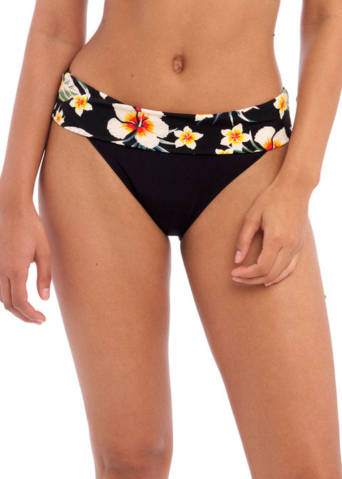 FREYA - HAVANA SUNRISE FOLD BIKINI BRIEF IN BLACK FLORAL