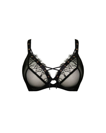 SCANTILLY - Laced Up Plunge Bra in Black