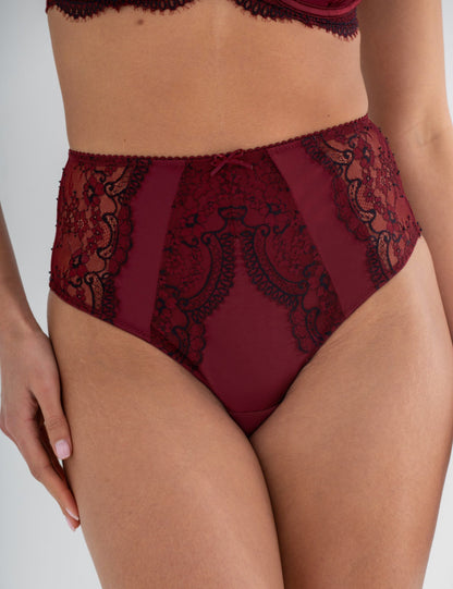 POUR MOI - Hollywood High Waist Light Control Brief in Burgundy