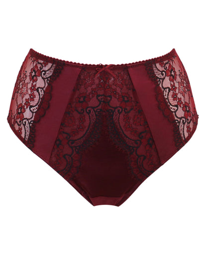 POUR MOI - Hollywood High Waist Light Control Brief in Burgundy