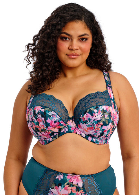 ELOMI - Lucie Uw Plunge Bra - Stretch - In Teal Floral