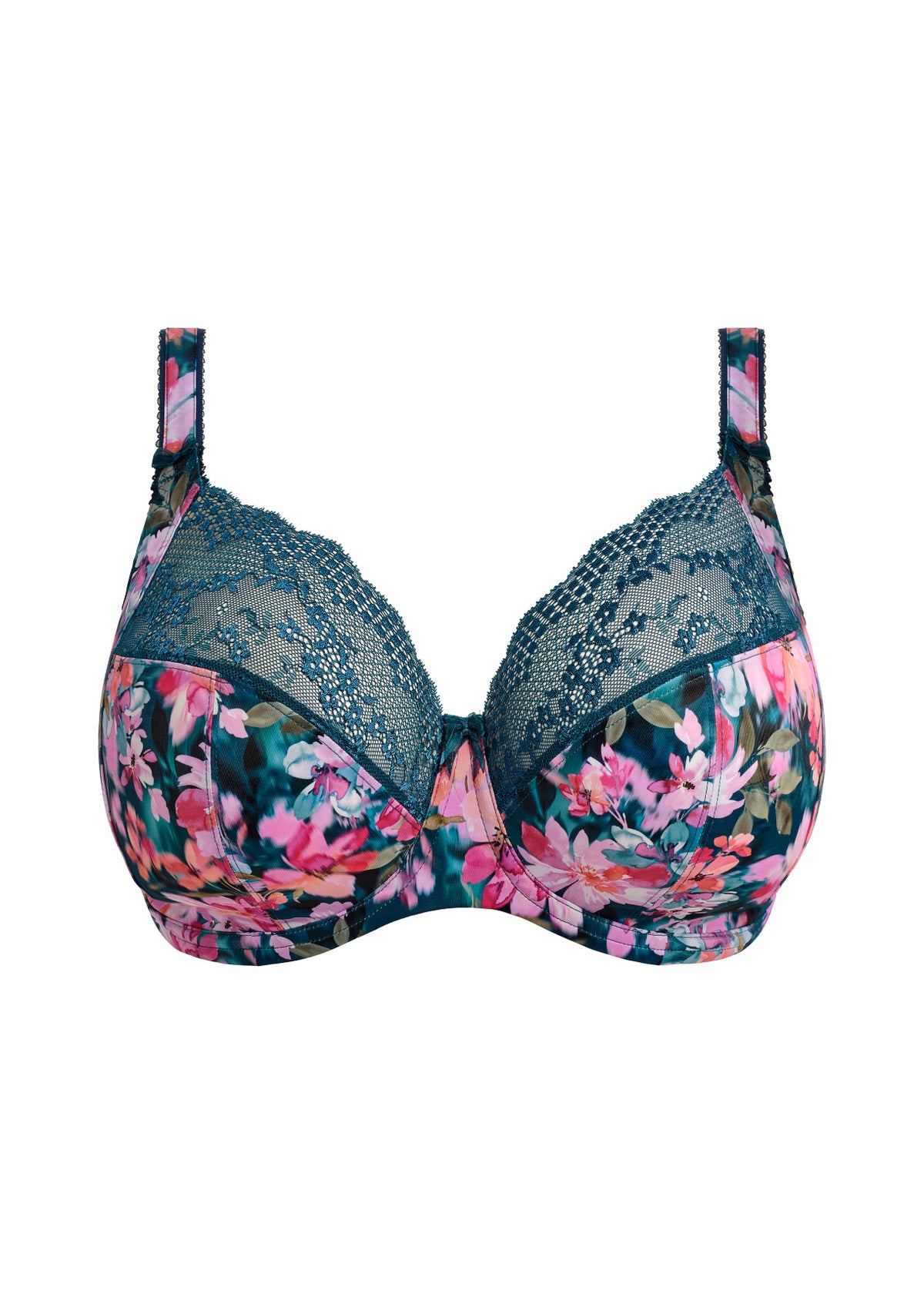 ELOMI - Lucie Uw Plunge Bra - Stretch - In Teal Floral